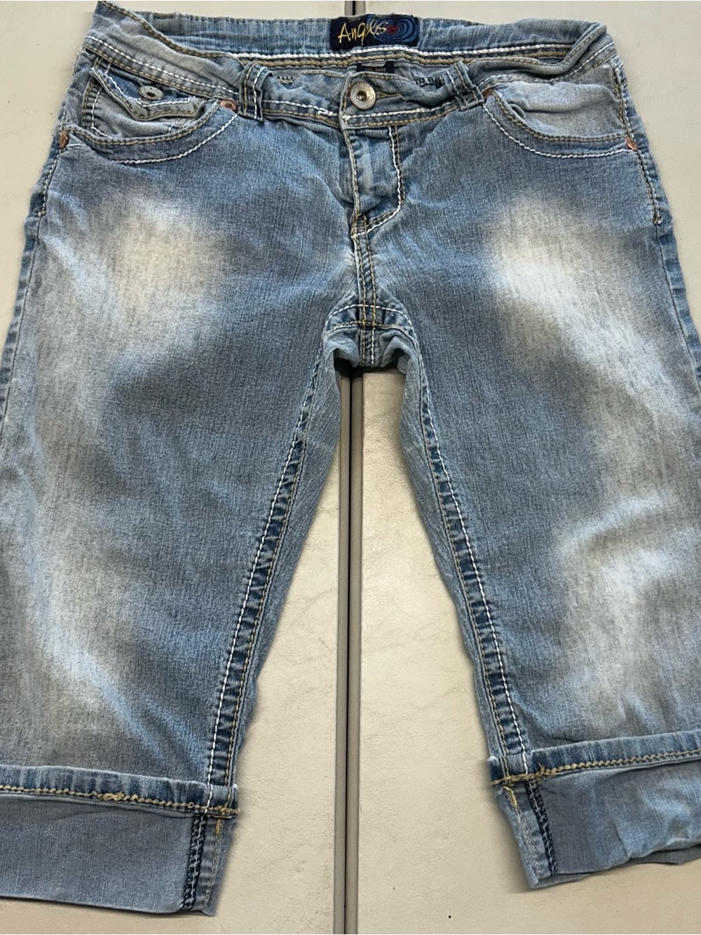 Angels Light Wash Relaxed Jeans Shorts